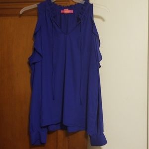 Beautiful Blue cold shoulder shirt